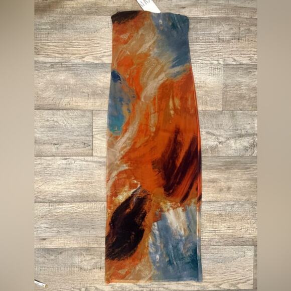 ZARA Multicolor Strapless Fitted Midi Dress NWT | Mesh Tulle | Size M - Picture 15 of 16